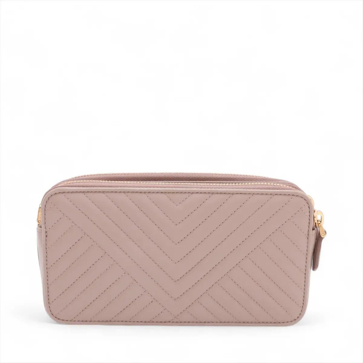 Prada Nappa Impuntu Leder Kette Brieftasche Rosa Beige (Braun) im Angebot