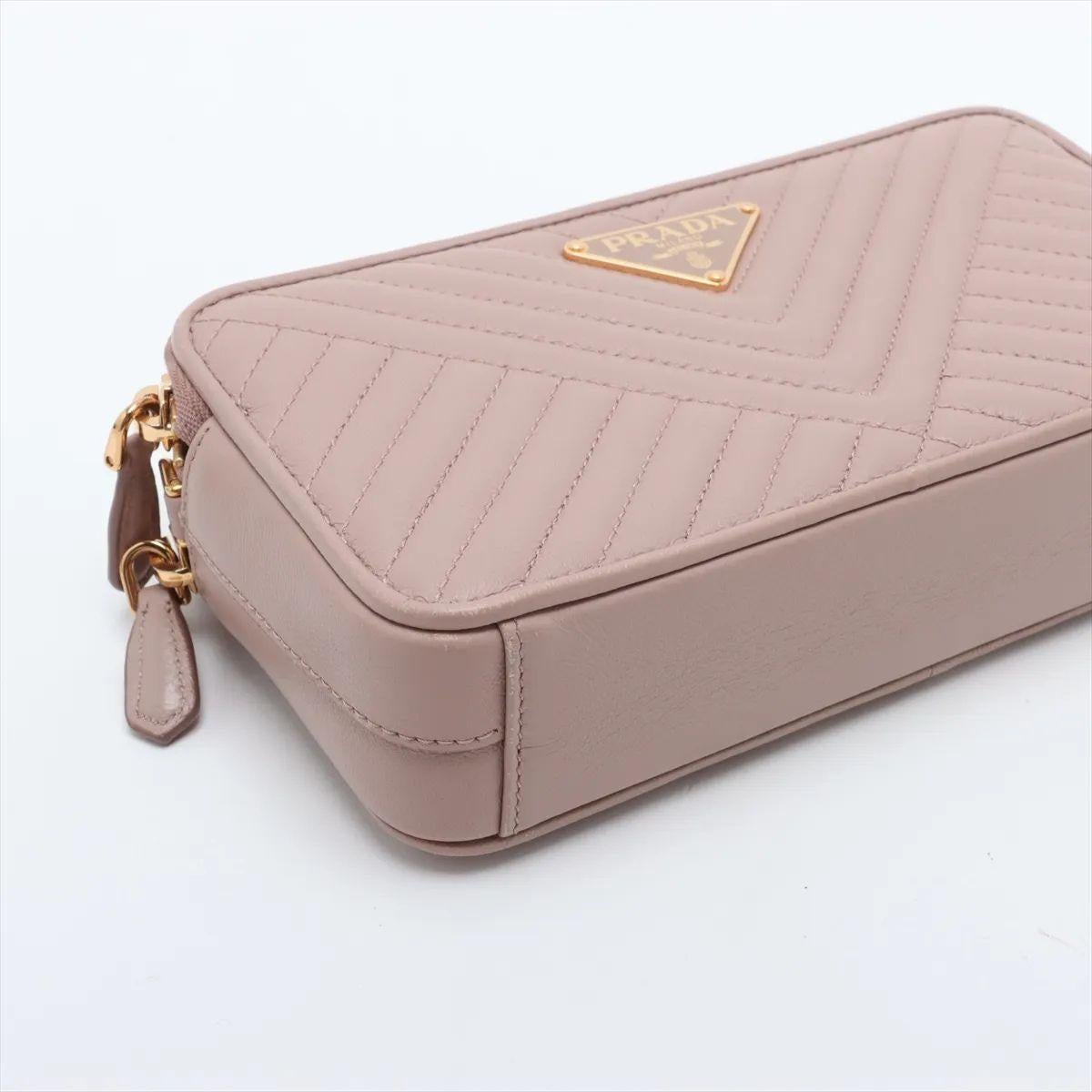 Prada Nappa Impuntu Leder Kette Brieftasche Rosa Beige Damen im Angebot