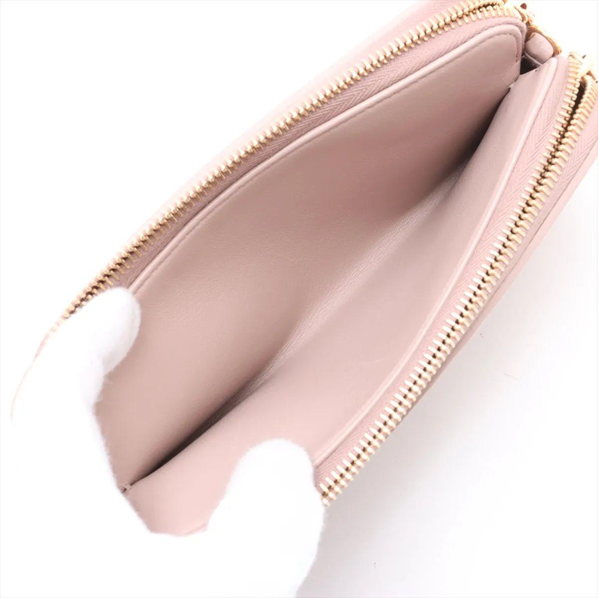 Prada Nappa Impuntu Leder Kette Brieftasche Rosa Beige im Angebot 4