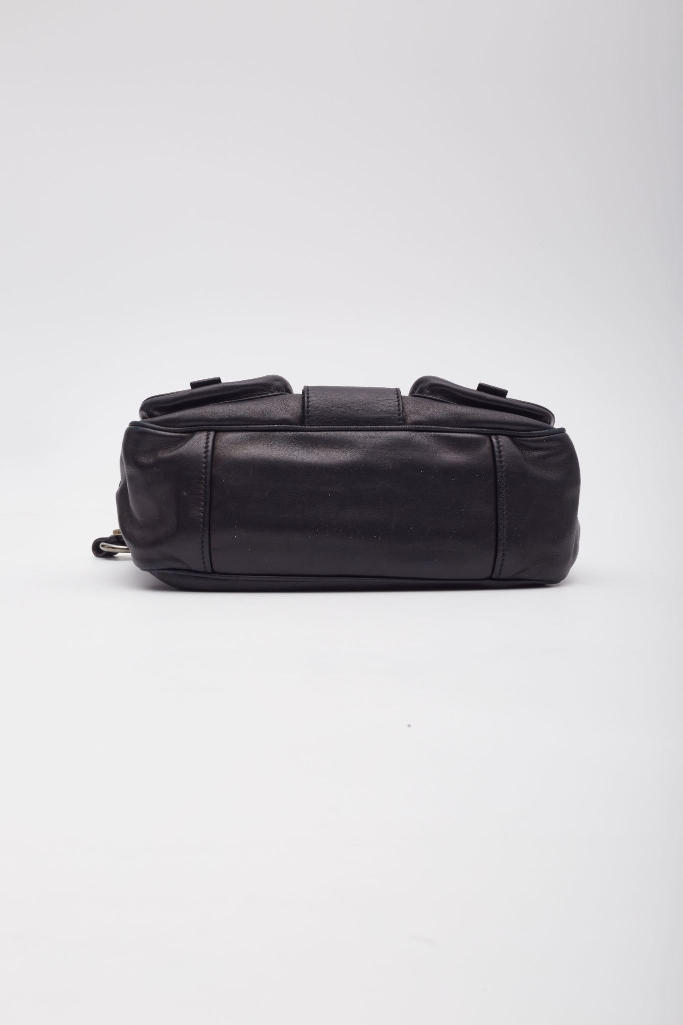 Prada Nappa Leather Black Flap Shoulder Bag For Sale 3
