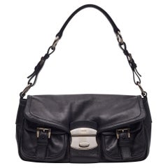 Prada Nappa Leather Black Flap Shoulder Bag