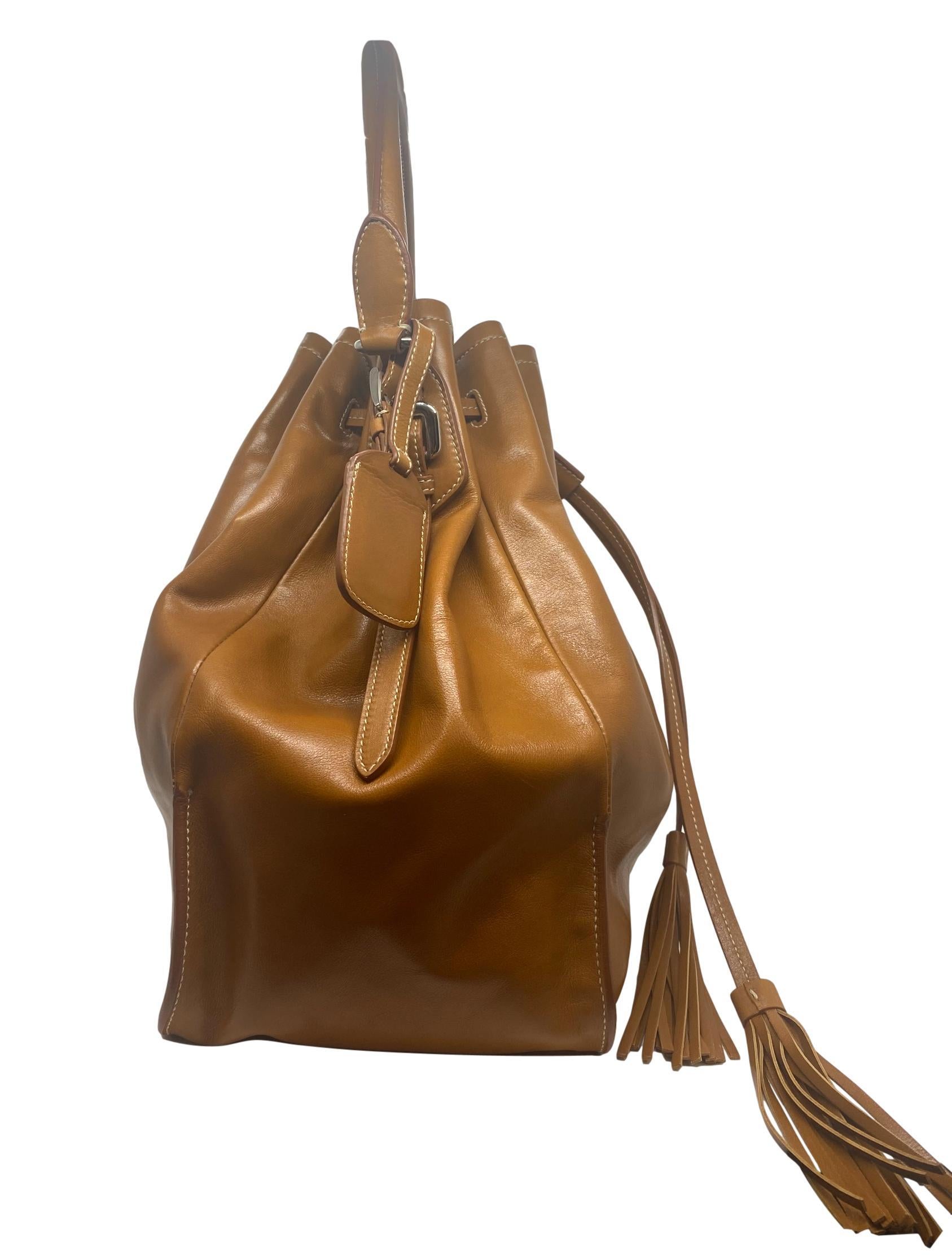 Brown Prada Nappa Leather Drawstring Shoulder Top Handle Handbag, 2010.