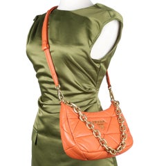 PRADA Nappa Triangle Quilted Patchwork Bag Orange