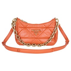 PRADA Sac en Nappa Triangle Patchwork Quilted Orange