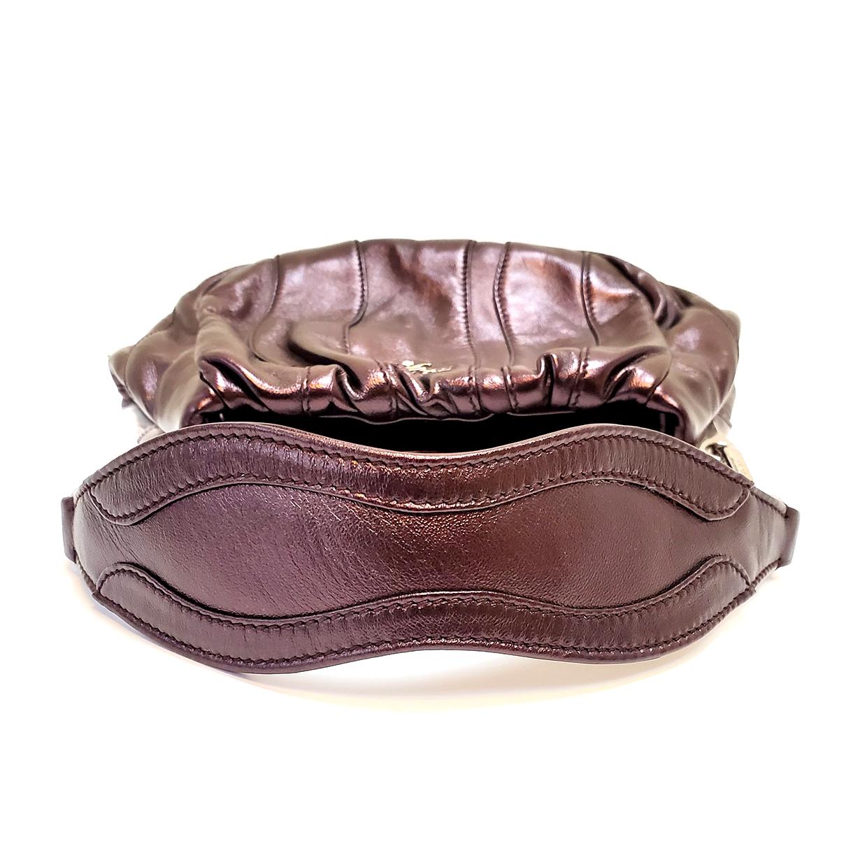 Prada Nappa Waves Metallic Wine Hobo Bag In Excellent Condition For Sale In Columbia, MO