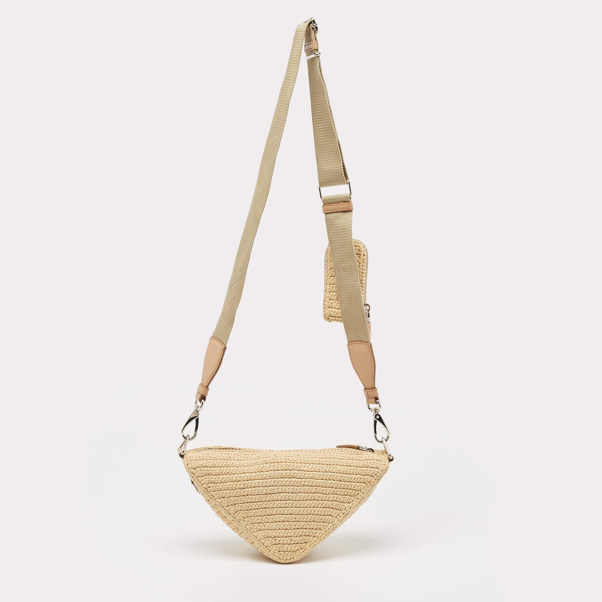 Prada Natural Crochet Triangle Shoulder Bag 6