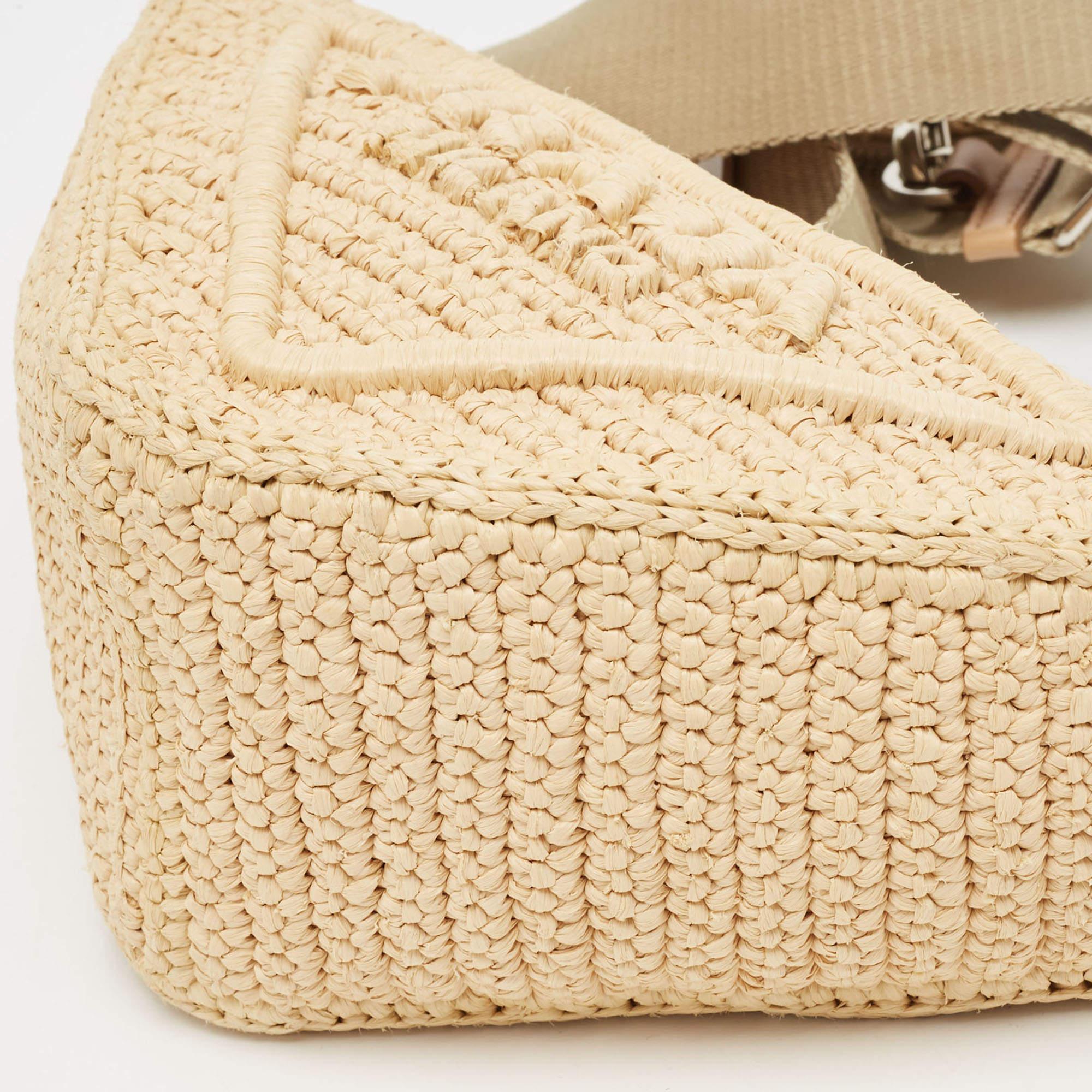 Women's Prada Natural Crochet Triangle Shoulder Bag