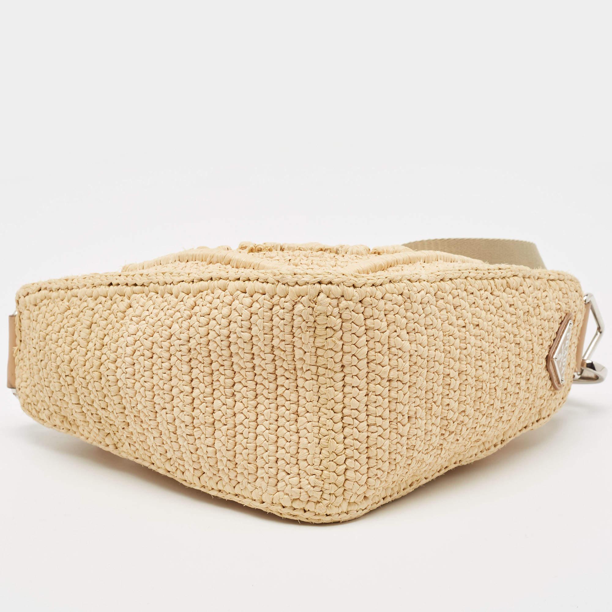 Prada Natural Crochet Triangle Shoulder Bag 5