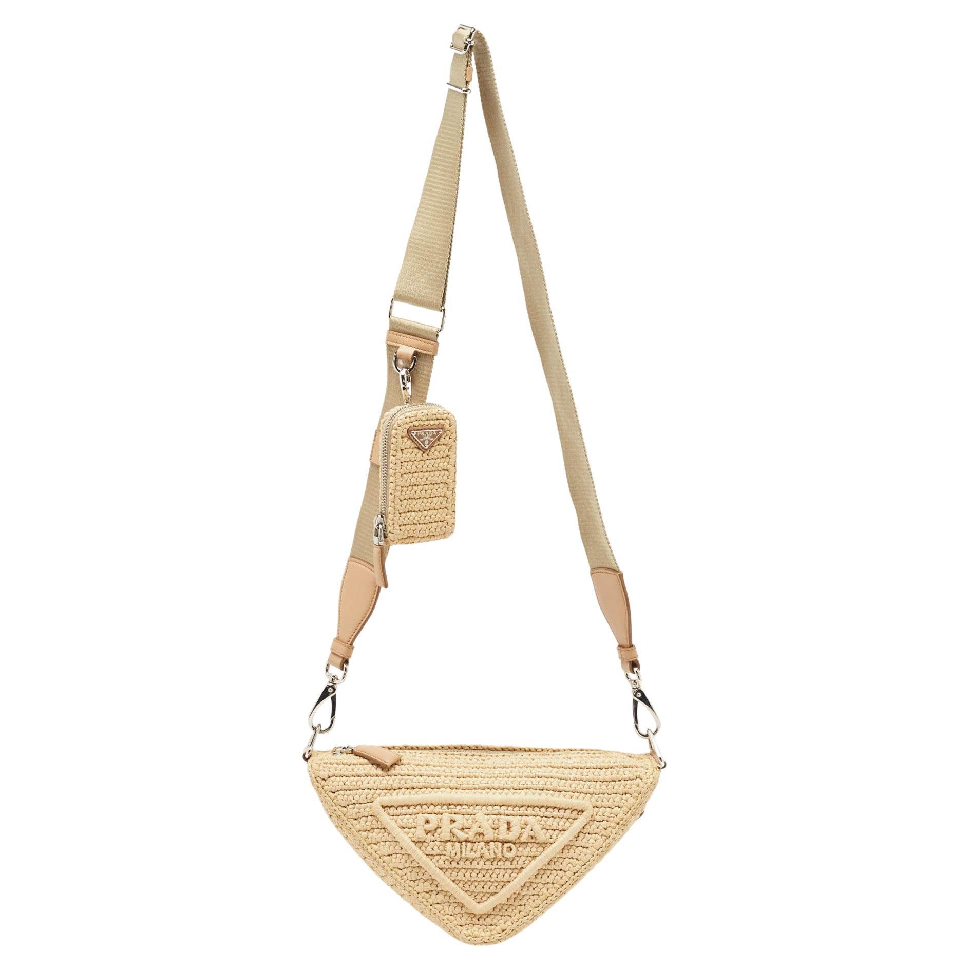 Prada Natural Crochet Triangle Shoulder Bag