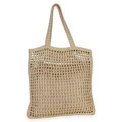 Prada Natural Raffia Effect Logo Crochet Tote