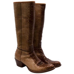 Prada Natural Snakeskin Western Inspired Boots - Size EU 37.5