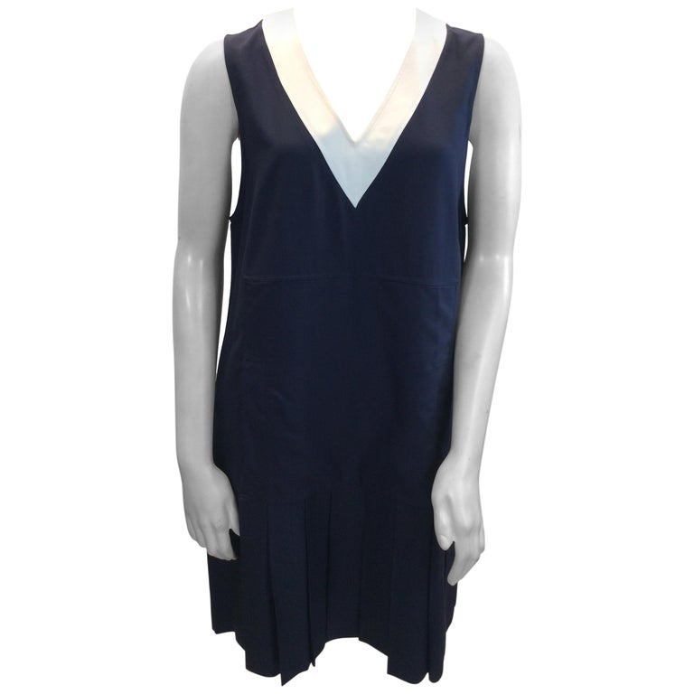 Prada 2025 Sleeveless Dress Navy Blue Polyester