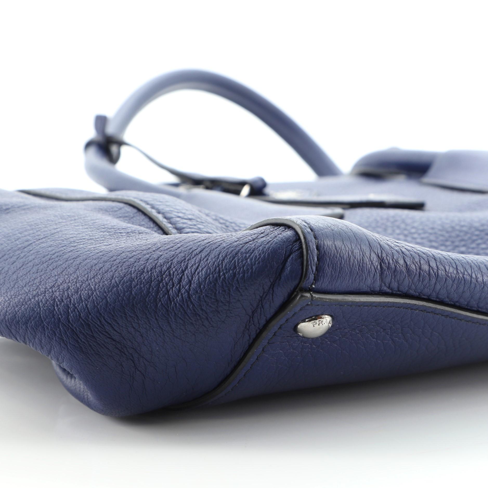 Prada Navy Blue Cervo Leather Twin Pocket Medium Tote Bag


68241MSC