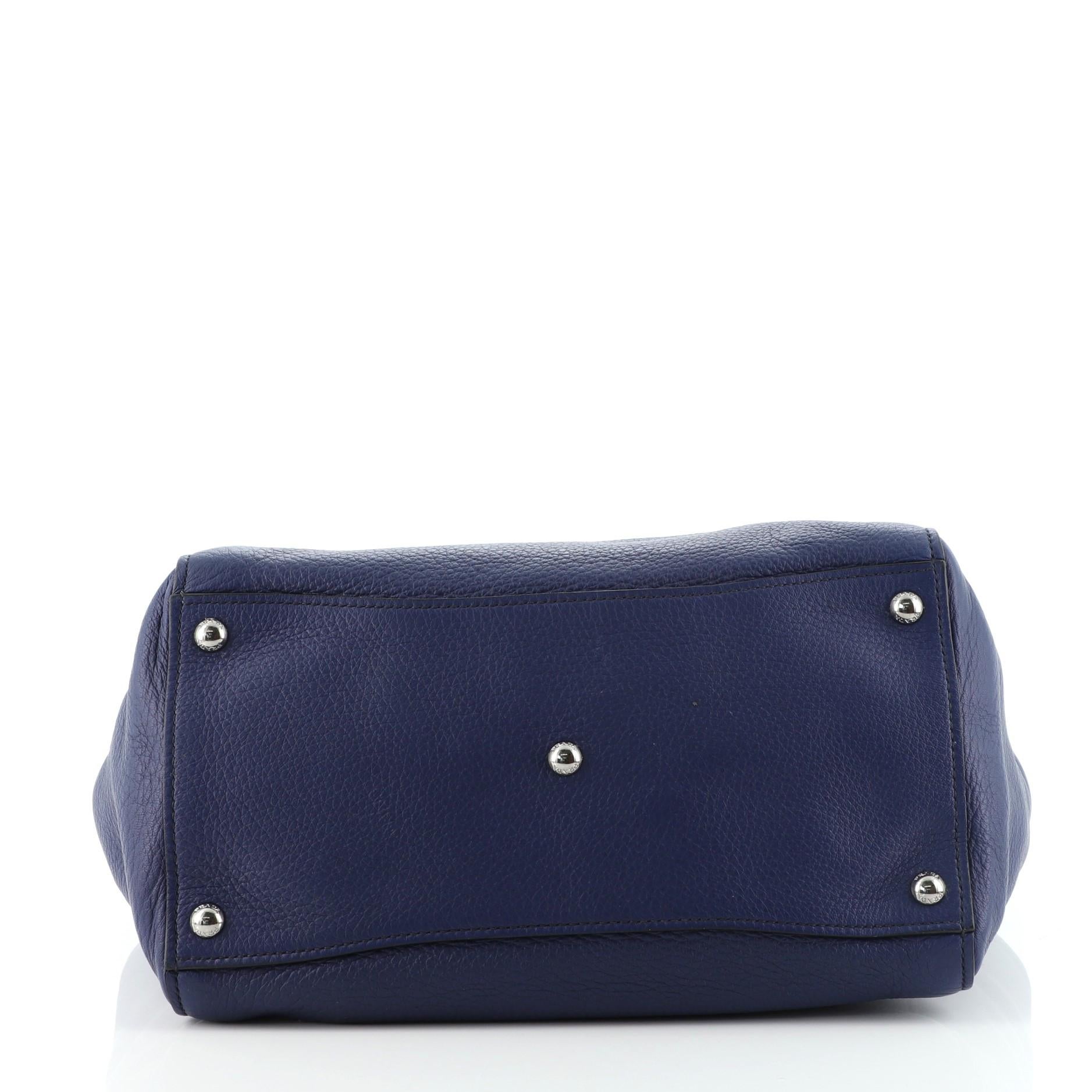 Women's Prada Navy Blue Cervo Leather Twin Pocket Medium Tote Bag