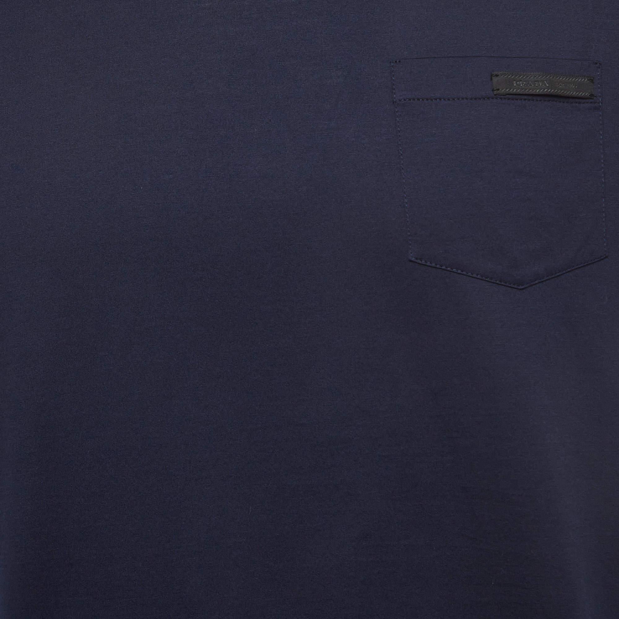 Men's Prada Navy Blue Cotton Crew Neck T-Shirt L