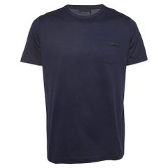 Prada Navy Blue Cotton Crew Neck T-Shirt L