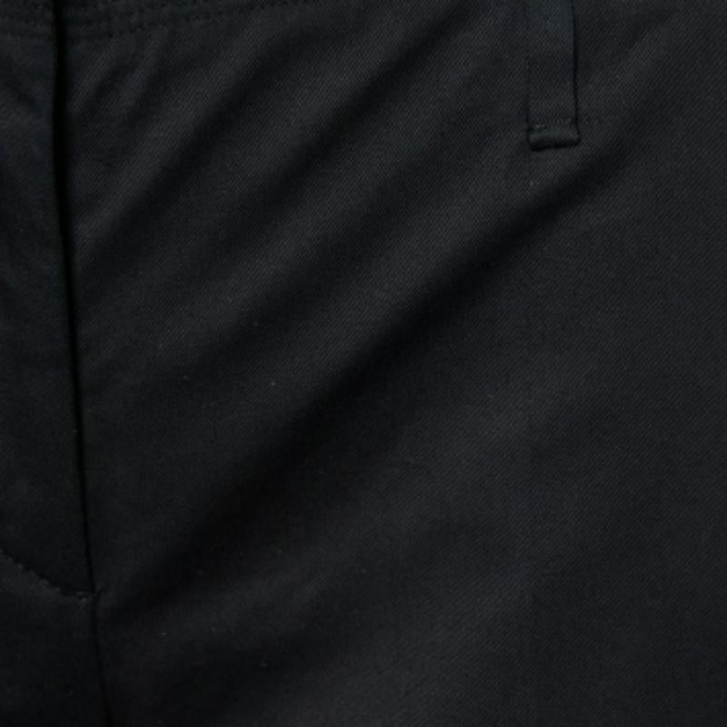 Prada Marineblaue Baumwollhose mit ausgefranster Taille M im Angebot 1