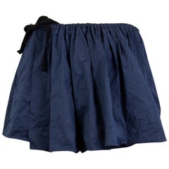 PRADA navy blue cotton pleated Wrap Skirt 46 XL