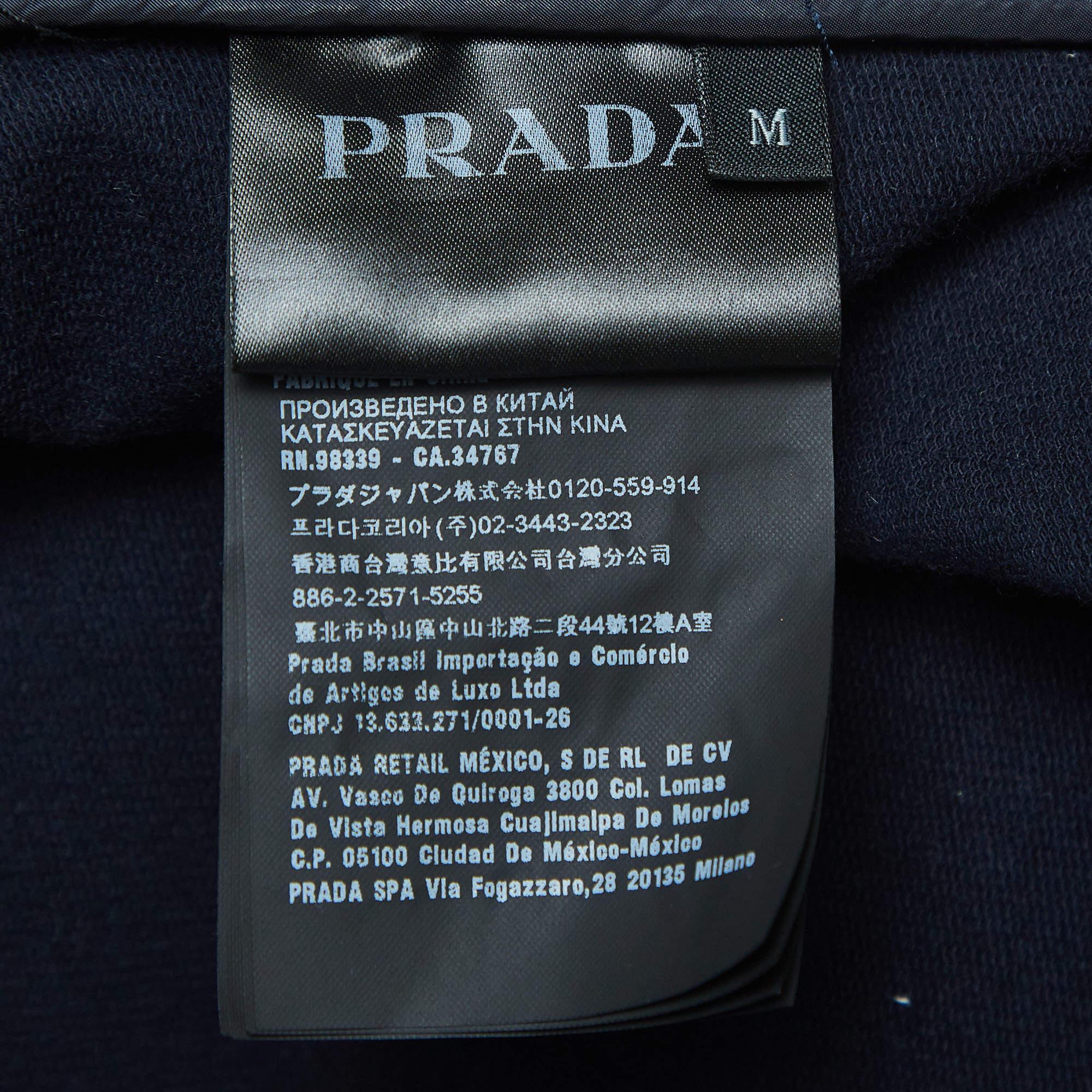 Prada Navy Blue Cotton Zip Front Hooded Jacket M 1