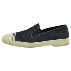 Prada Navy Blue Denim Slip On Sneakers Size 45