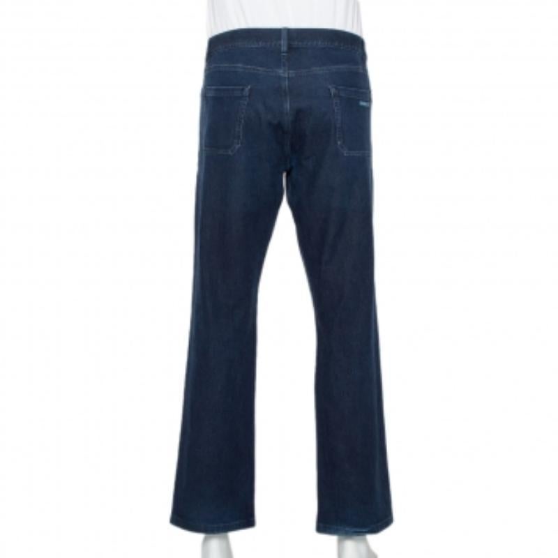 Black Prada Navy Blue Denim Straight Leg Jeans 3XL For Sale