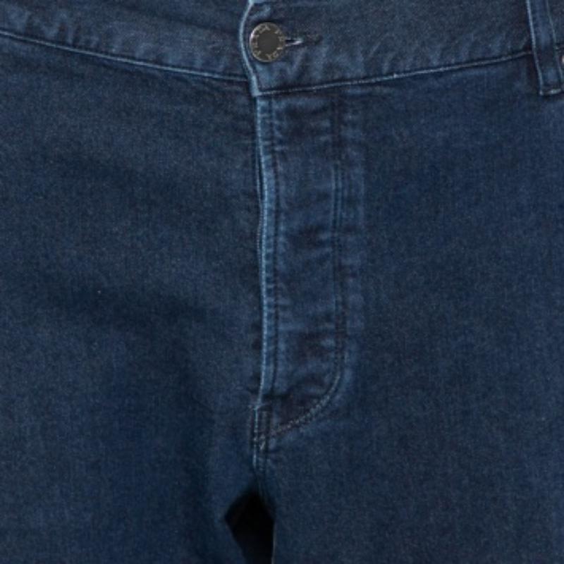 Prada Navy Blue Denim Straight Leg Jeans 3XL In Good Condition For Sale In Dubai, Al Qouz 2