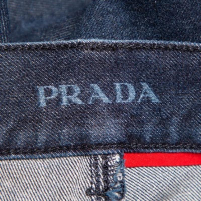 Men's Prada Navy Blue Denim Straight Leg Jeans 3XL For Sale