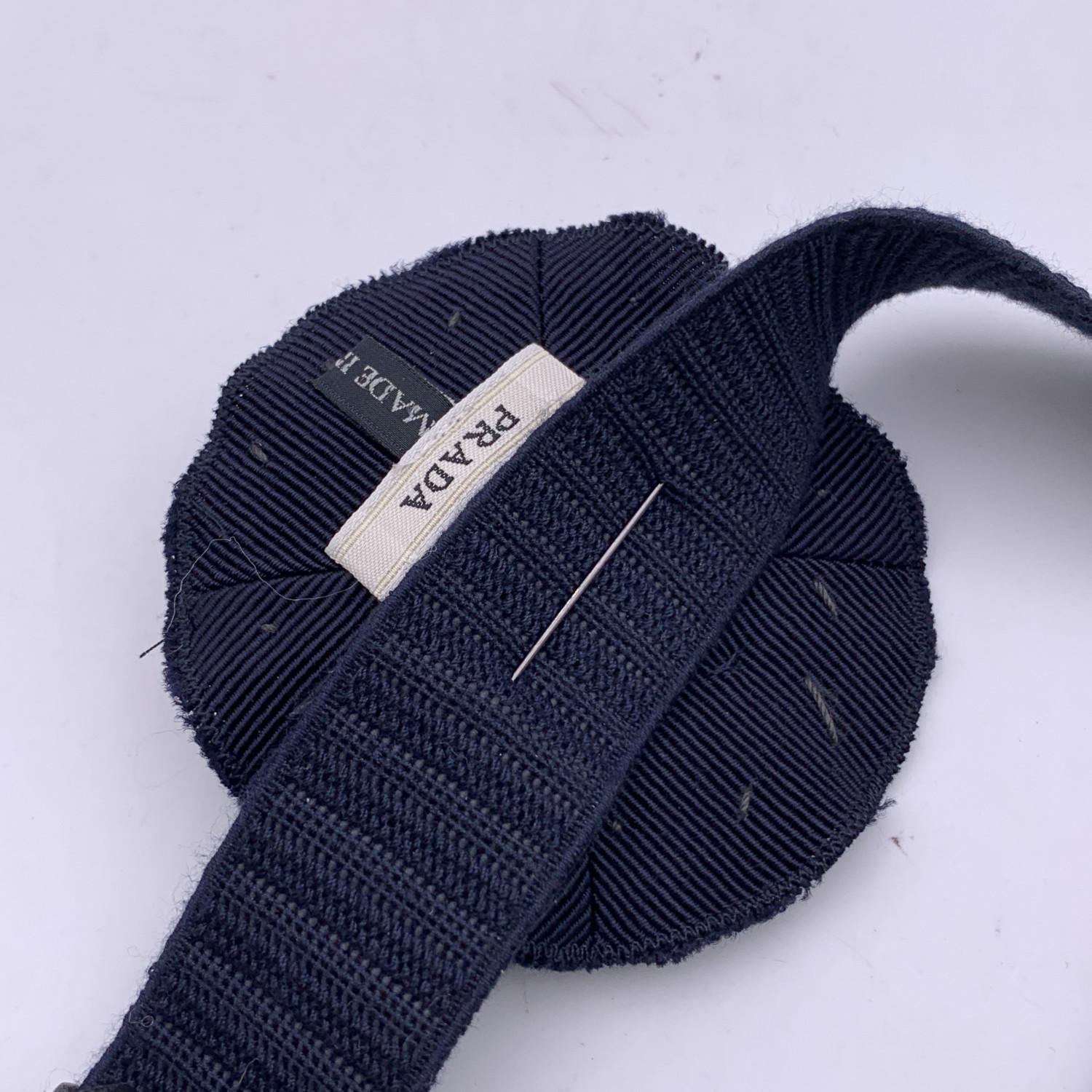 Prada Navy Blue Elastic Adjustable Belt with Embellished Brooch 32/90 In Excellent Condition In Rome, Rome