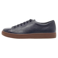 Prada Navy Blue Leather Low Top Sneakers Size 42