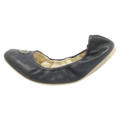 Prada Navy Blue Leather Scrunch Ballet Flats Size 38.5