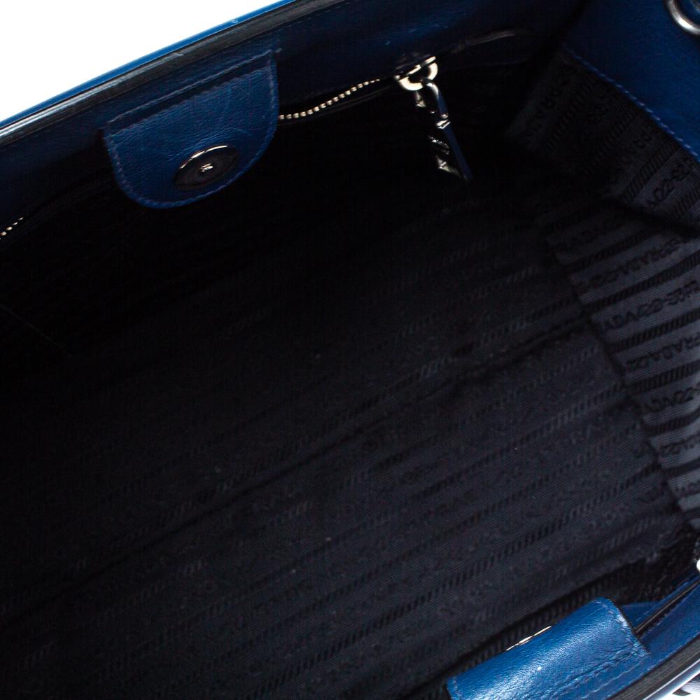 Prada Navy Blue Leather Wing Tote 1