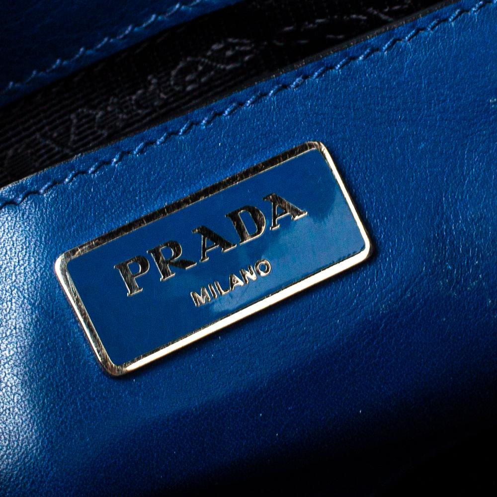 Prada Navy Blue Leather Wing Tote 2