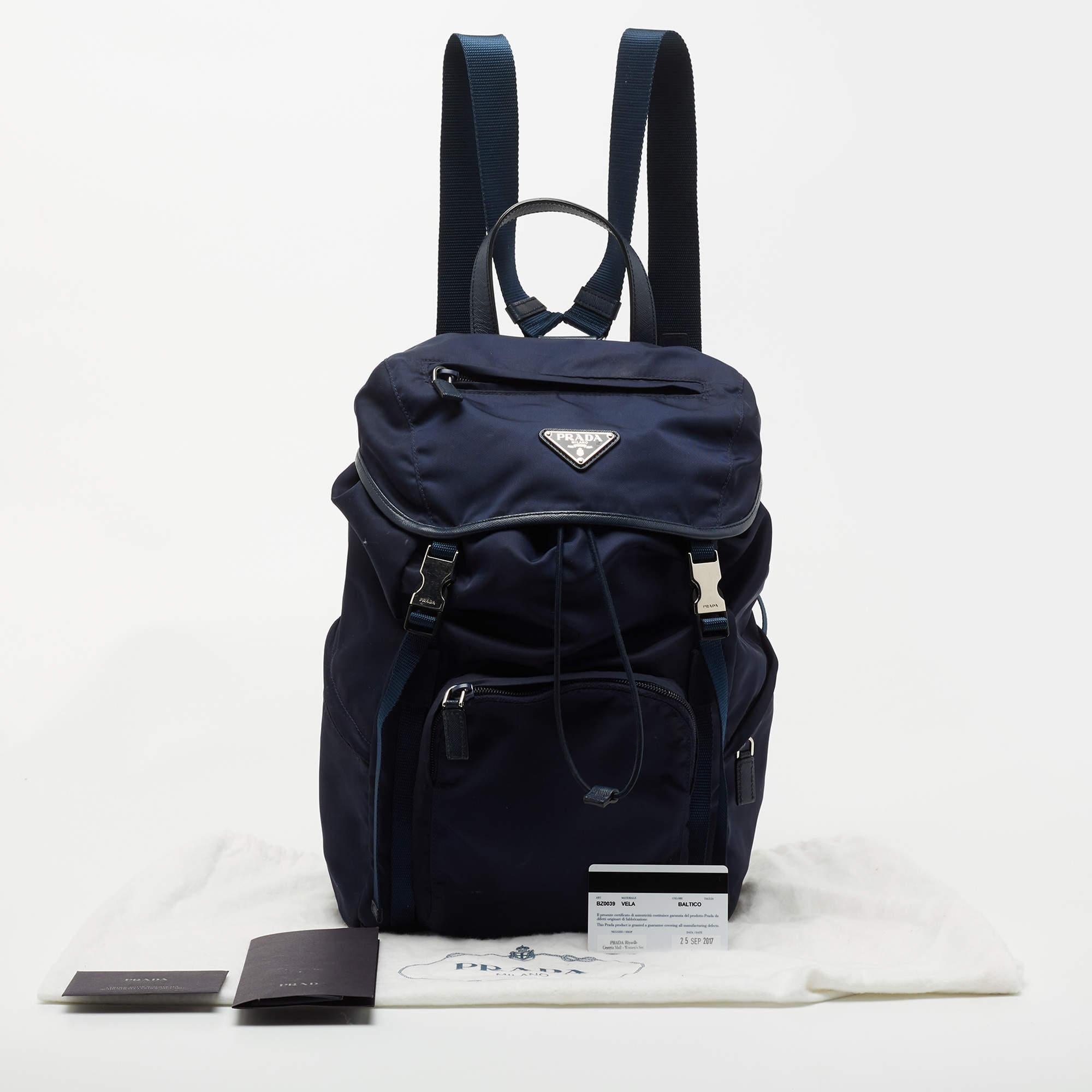 Prada Navy Blue Nylon Backpack 6