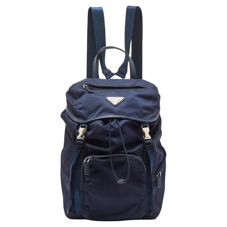 Prada Navy Blue Nylon Backpack For Sale at 1stDibs