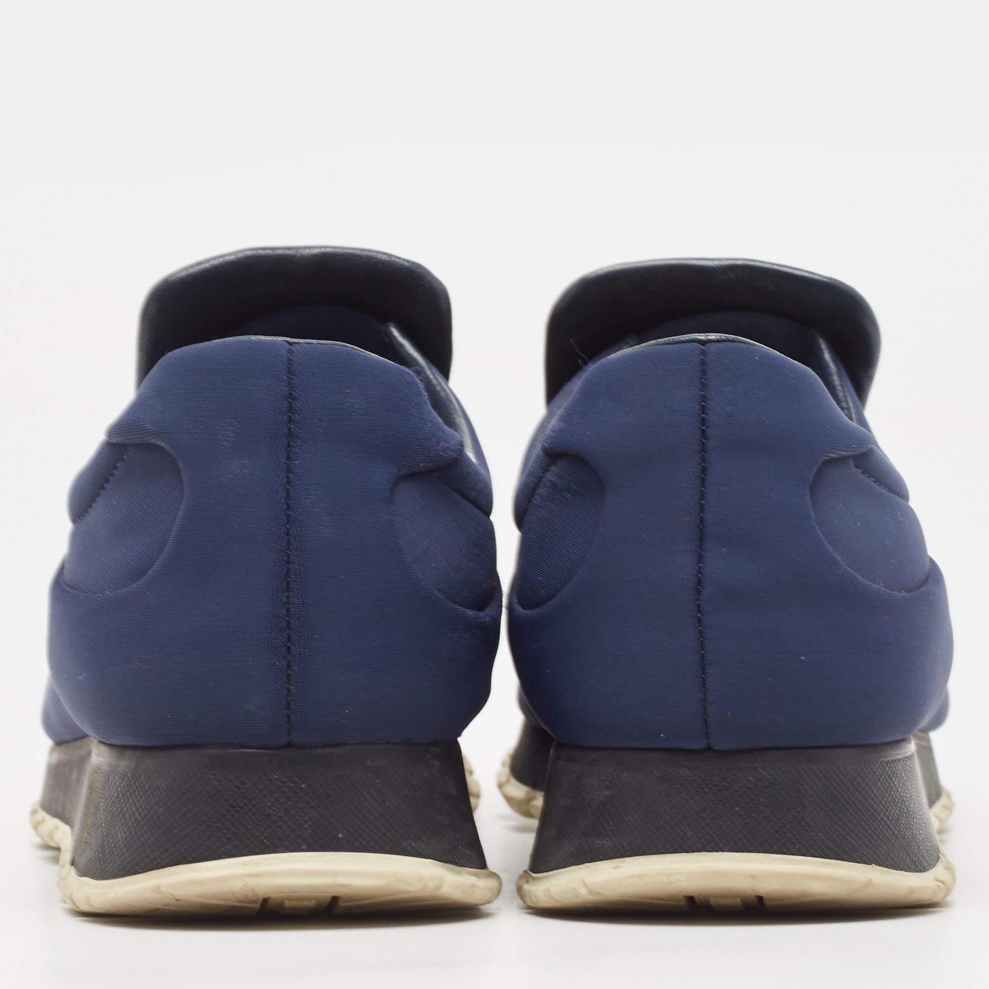 Prada Navy Blue Nylon Slip On Sneakers Size 38.5 1