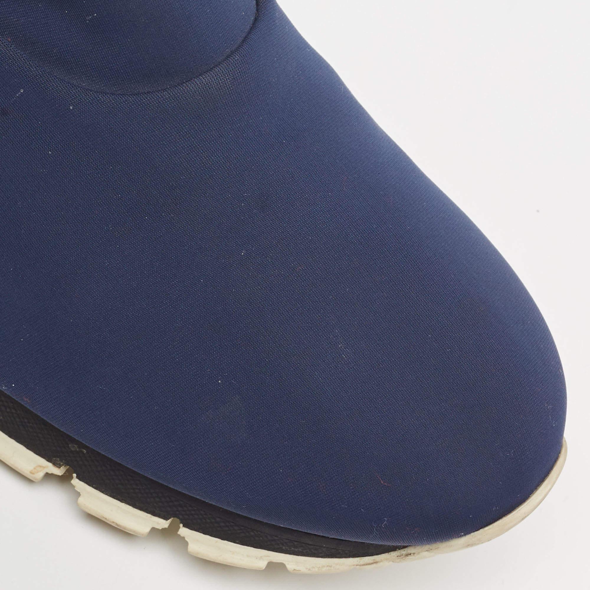 Prada Navy Blue Nylon Slip On Sneakers Size 38.5 3