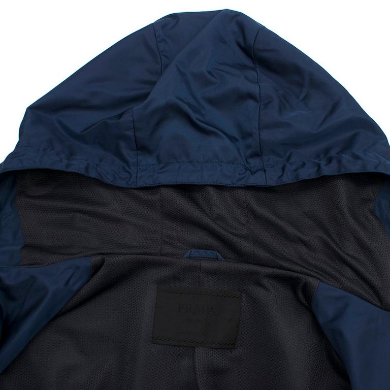 Prada Navy Blue Nylon Water-Proof Jacket M For Sale at 1stDibs