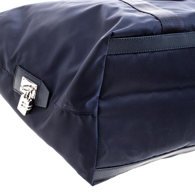 Prada Navy Blue Nylon Weekender Bag 1
