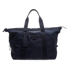 Prada Navy Blue Nylon Weekender Bag