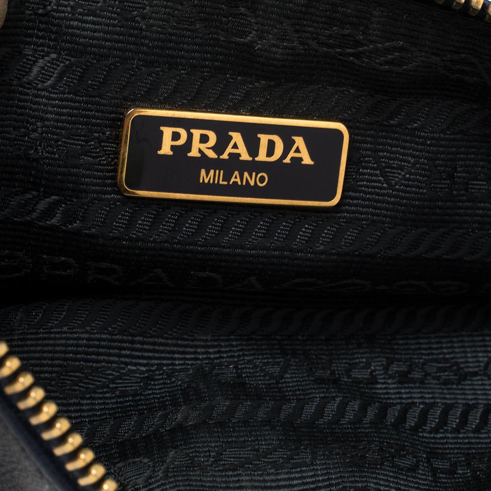 Prada Navy Blue Perforated Patent Leather Tote 4