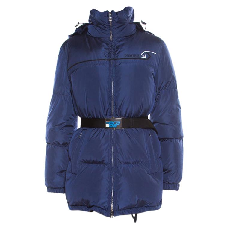 Prada Navy Blue Quilted Hooded Puffer 