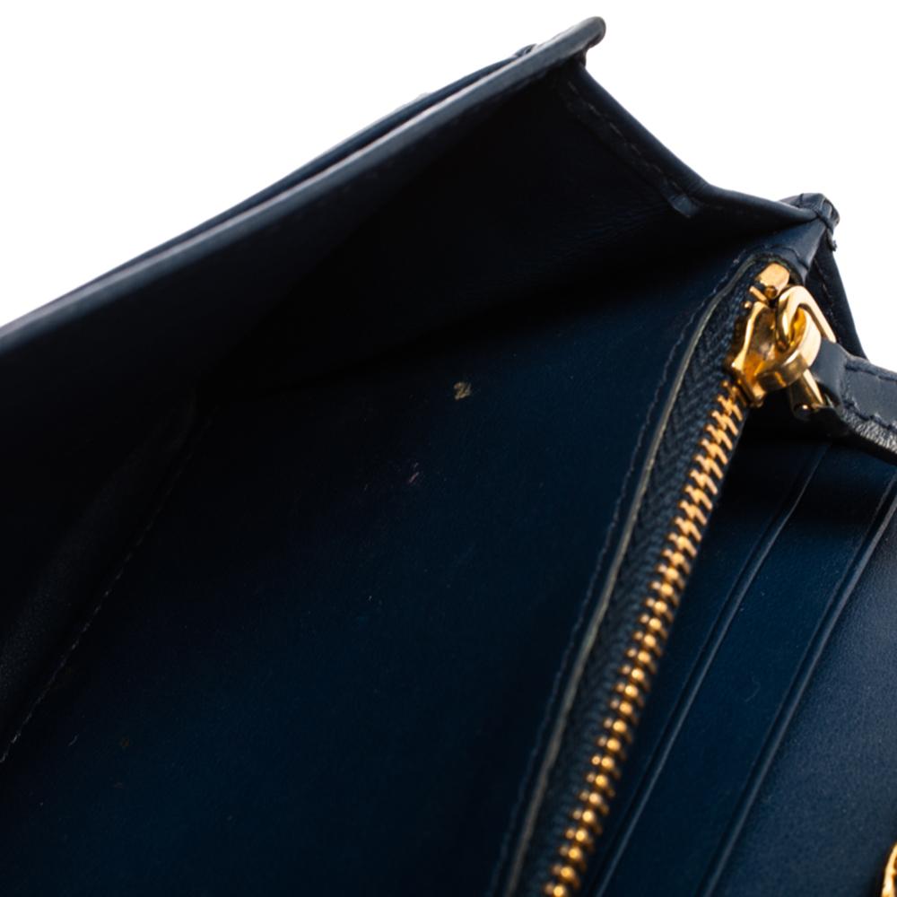 Prada Navy Blue Quilted Leather Flap Wallet on Chain 2