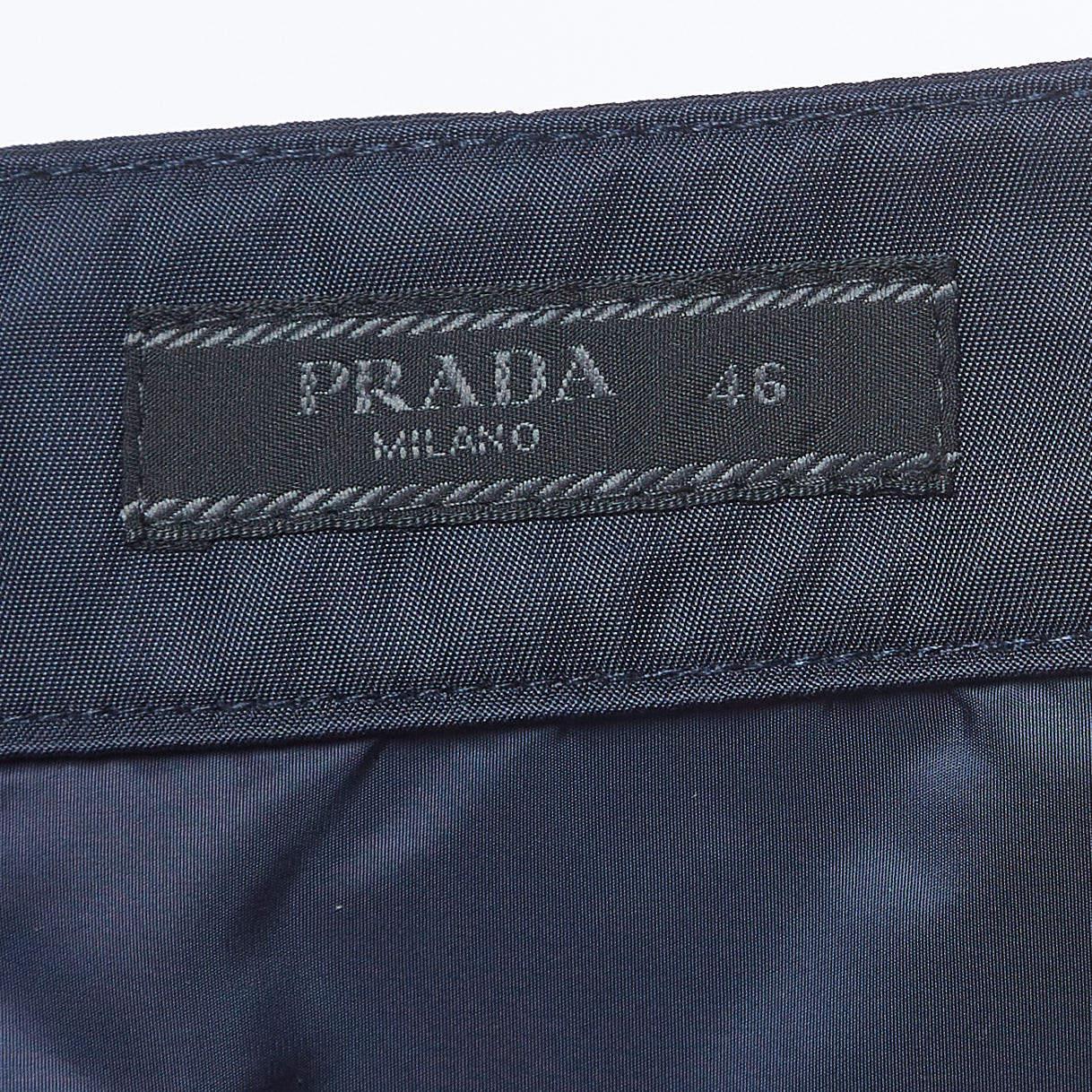 Prada Navy Blue Re-Nylon Bermuda Shorts S For Sale 1