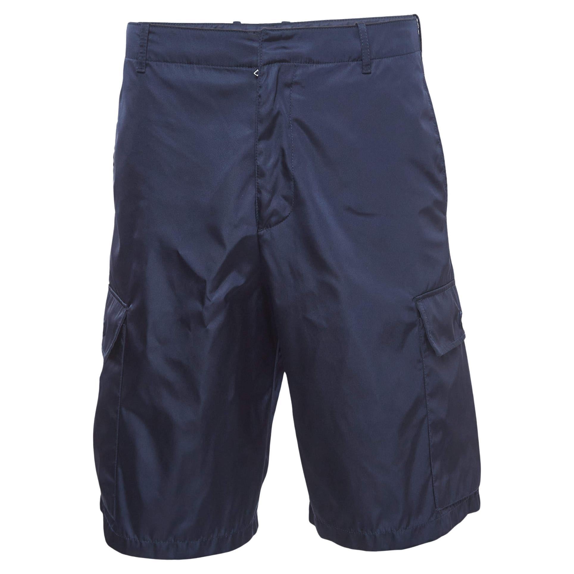 Prada Navy Blue Re-Nylon Bermuda Shorts S For Sale