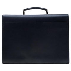 Prada Navy Blue Saffiano Cuir Leather Briefcase