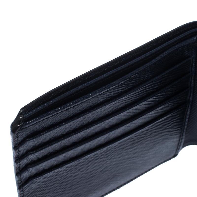 Prada Navy Blue Saffiano Leather Bifold Wallet 2