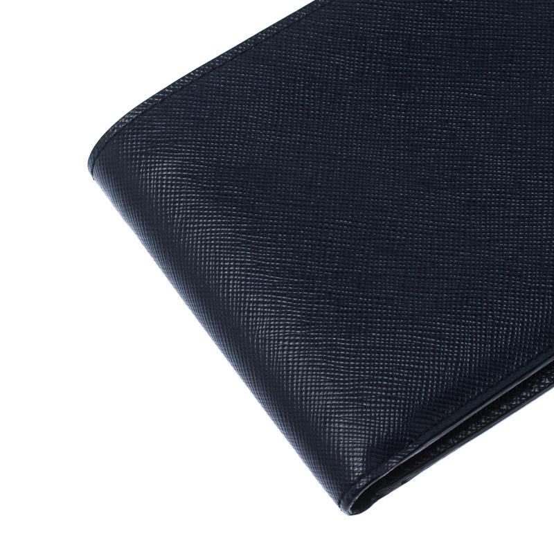 Prada Marineblaue Saffiano-Leder-Brieftasche Herren