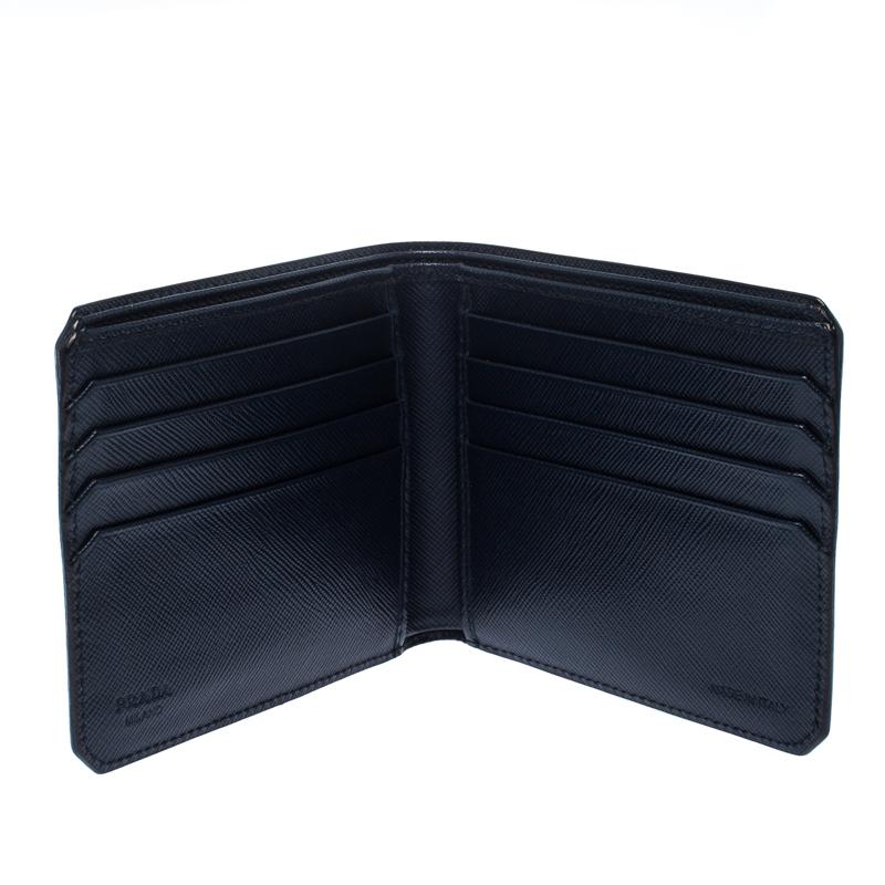 Men's Prada Navy Blue Saffiano Leather Bifold Wallet