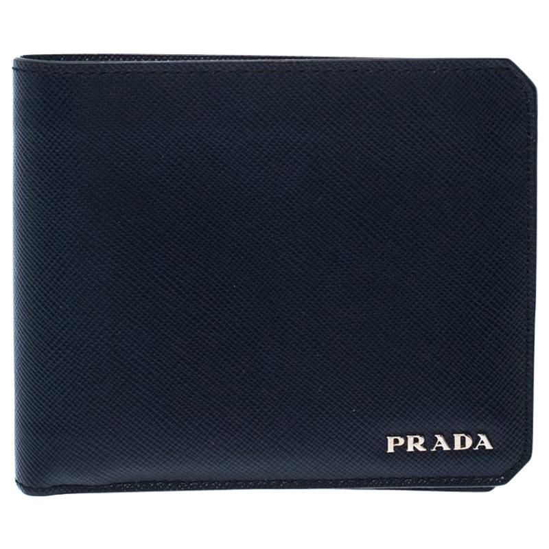 Prada Navy Blue Saffiano Leather Bifold Wallet