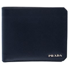 Prada - Portefeuille en cuir Saffiano bleu marine